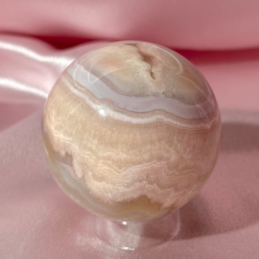 Pink amethyst flower agate sphere (I)