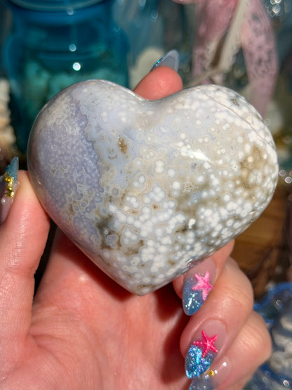 Pastel periwinkle orby sea jasper heart