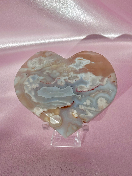 Flower agate heart (J)
