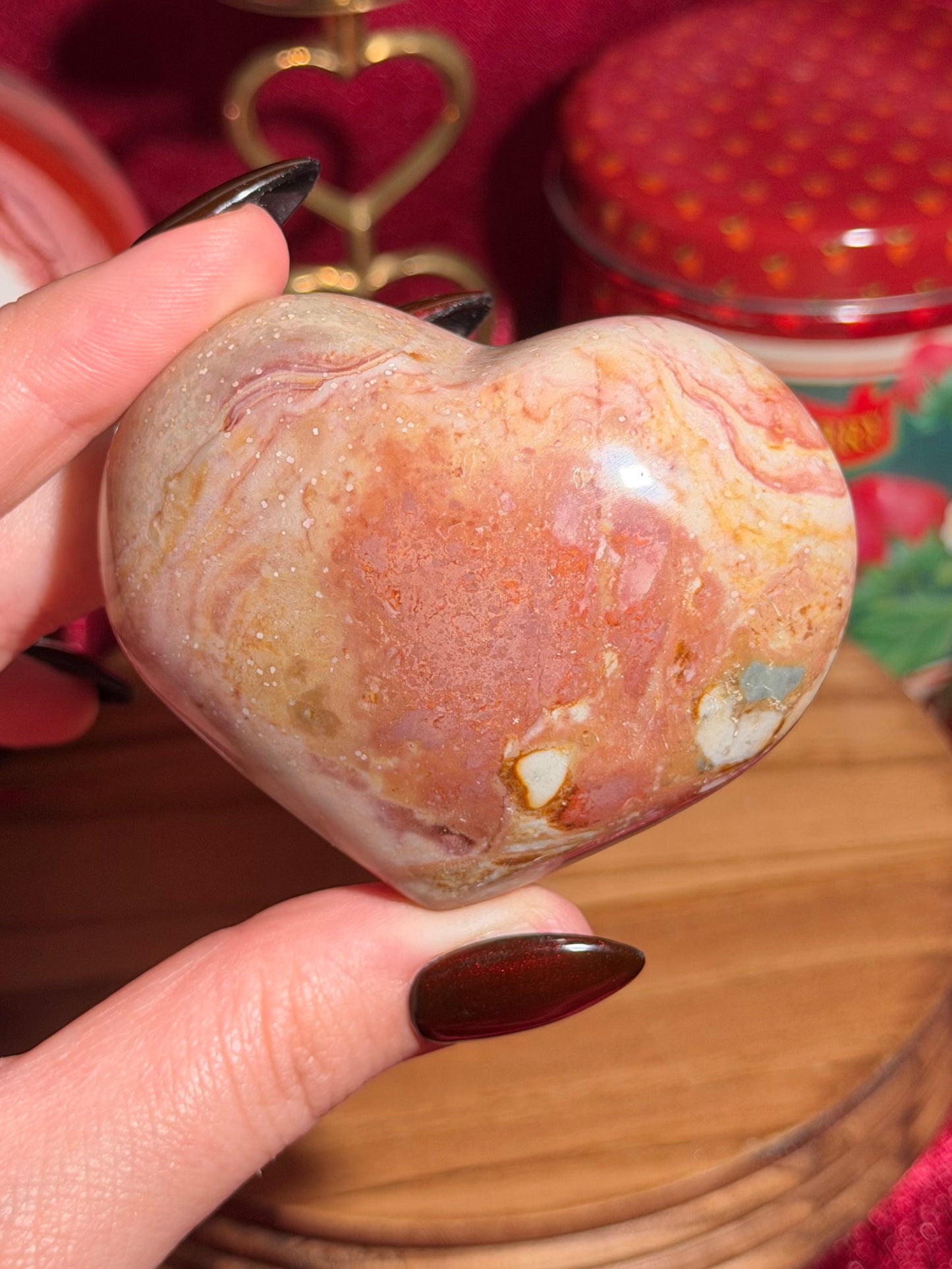 Pink pastel polychrome jasper heart