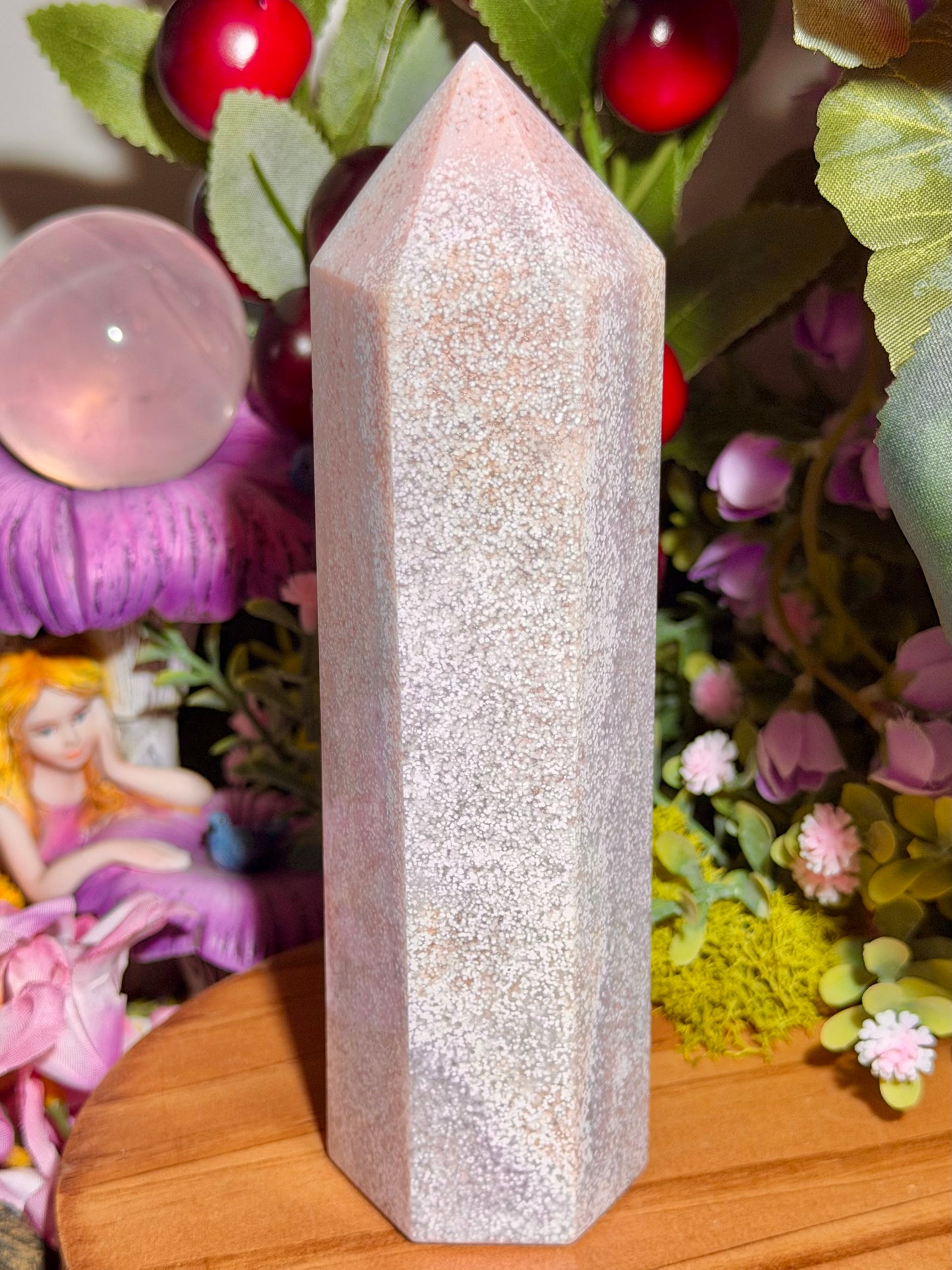 Pastel pink orby sea jasper tower