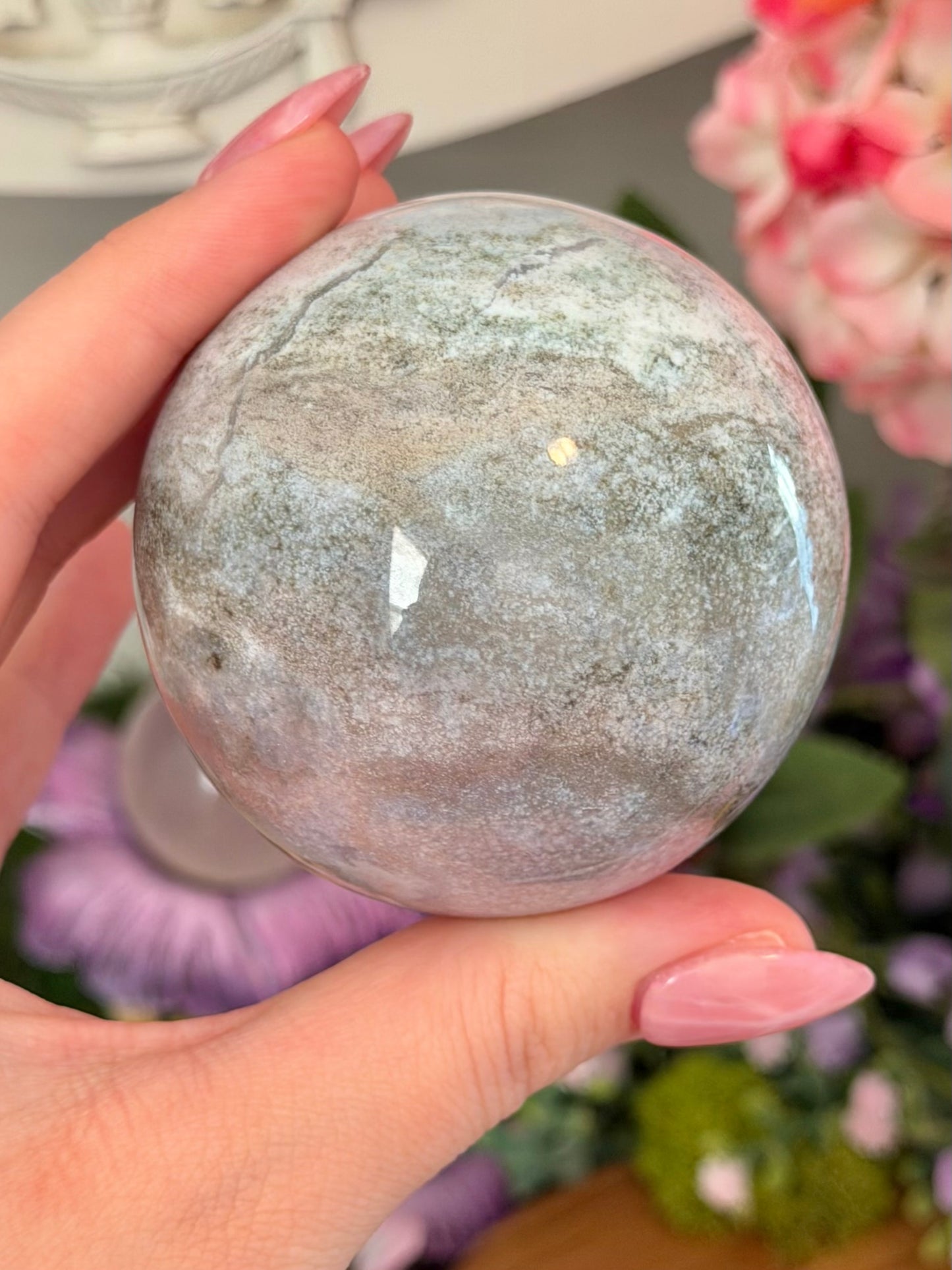 Pastel lilac sea jasper sphere