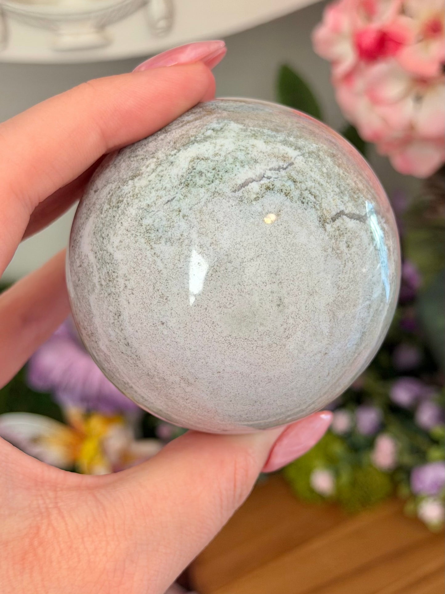 Pastel lilac sea jasper sphere
