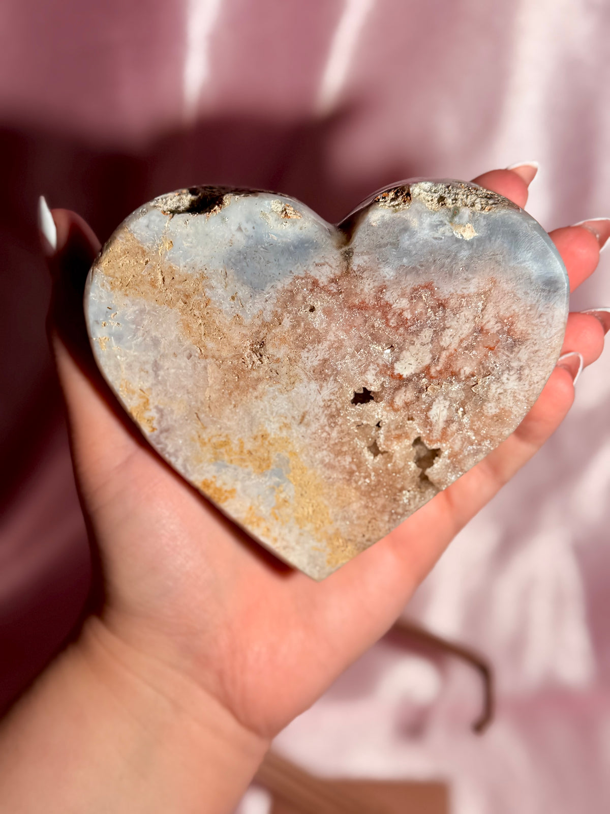 Brazilian Pink Amethyst Heart On Stand