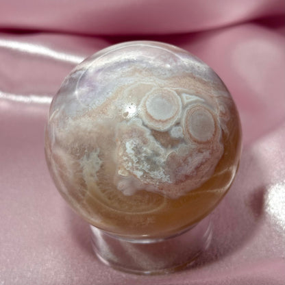 Pink amethyst flower agate sphere (J)