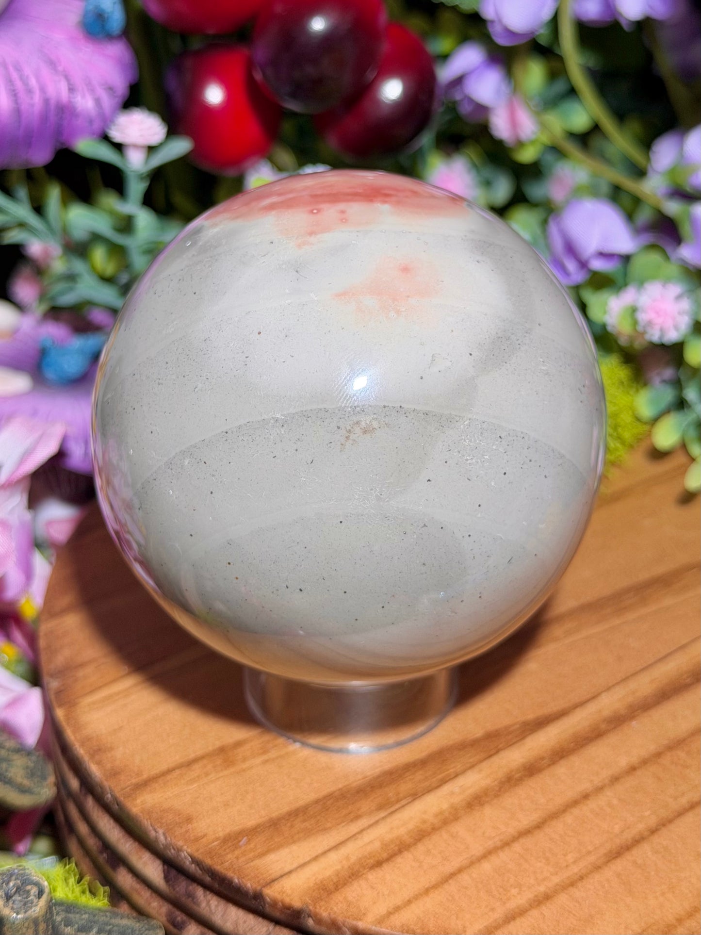 Strawberry zebra jasper sphere