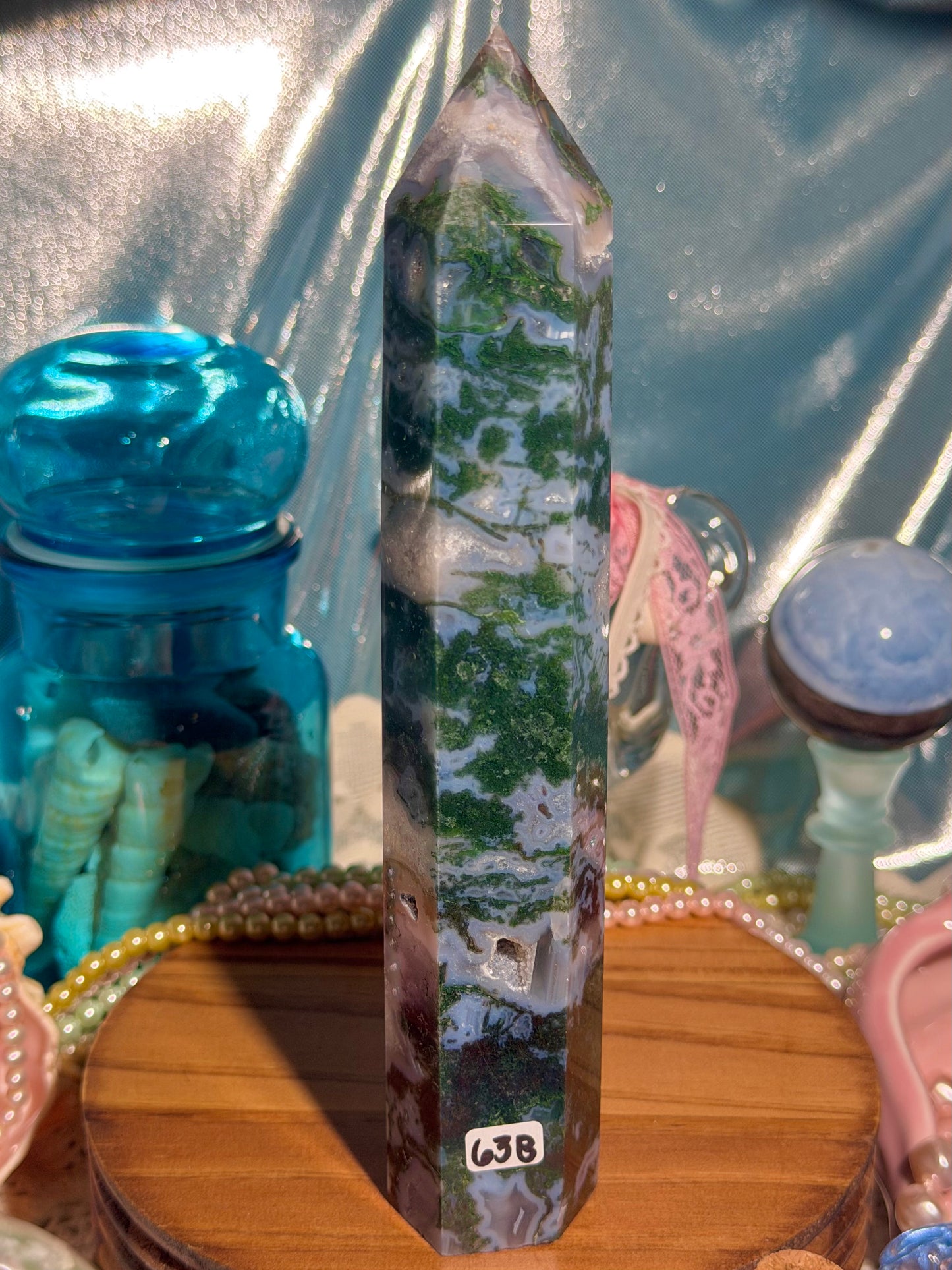 Moss agate tower 63B