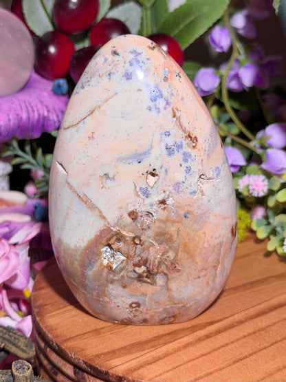 Peachy sea jasper freeform with pops of purple