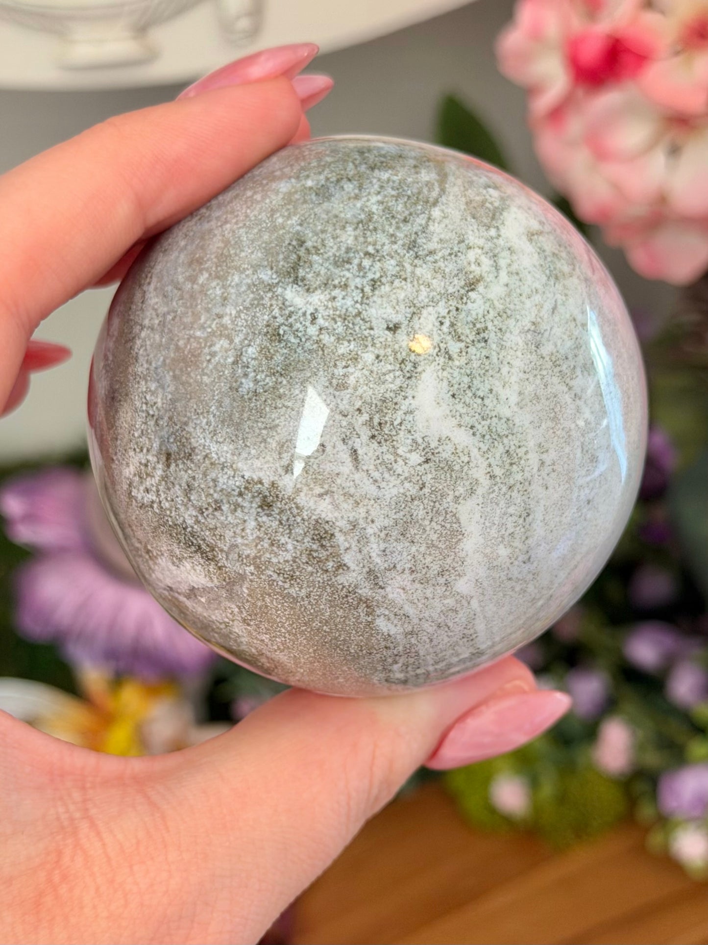 Pastel lilac sea jasper sphere