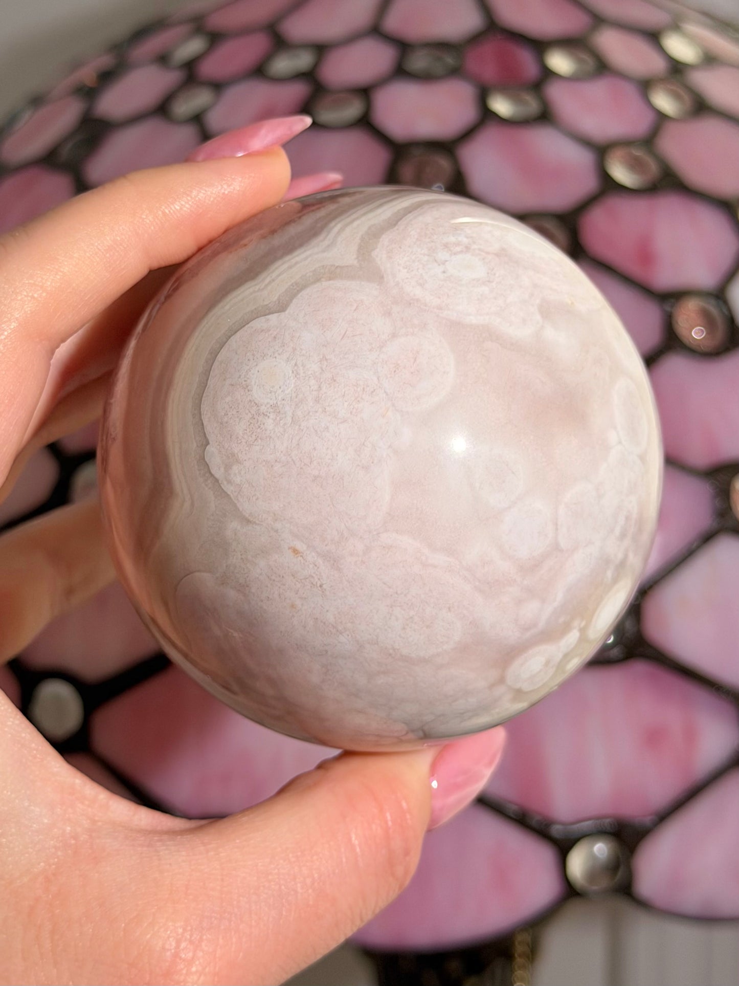 Quartzy Pink amethyst x flower agate sphere