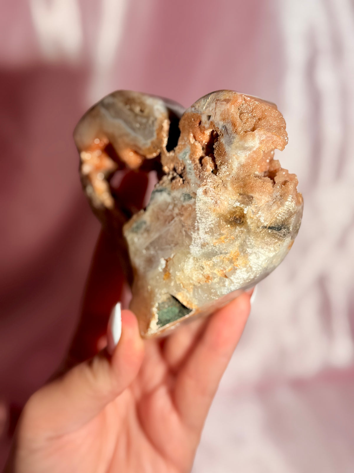Brazilian Pink Amethyst Heart On Stand