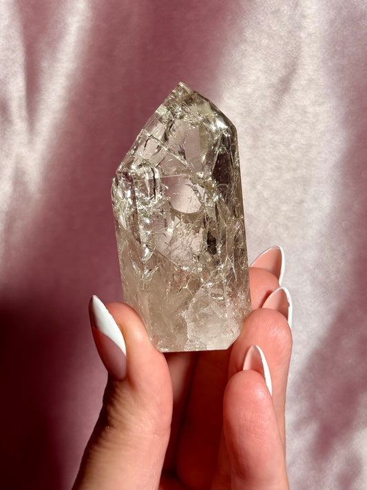 Brazilian Clear Crackle Quartz Tower