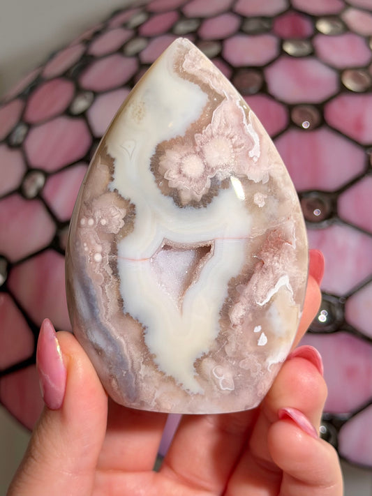 Flower agate x pink amethyst flame