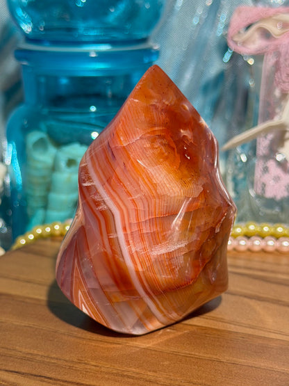 Colorful banded carnelian flame