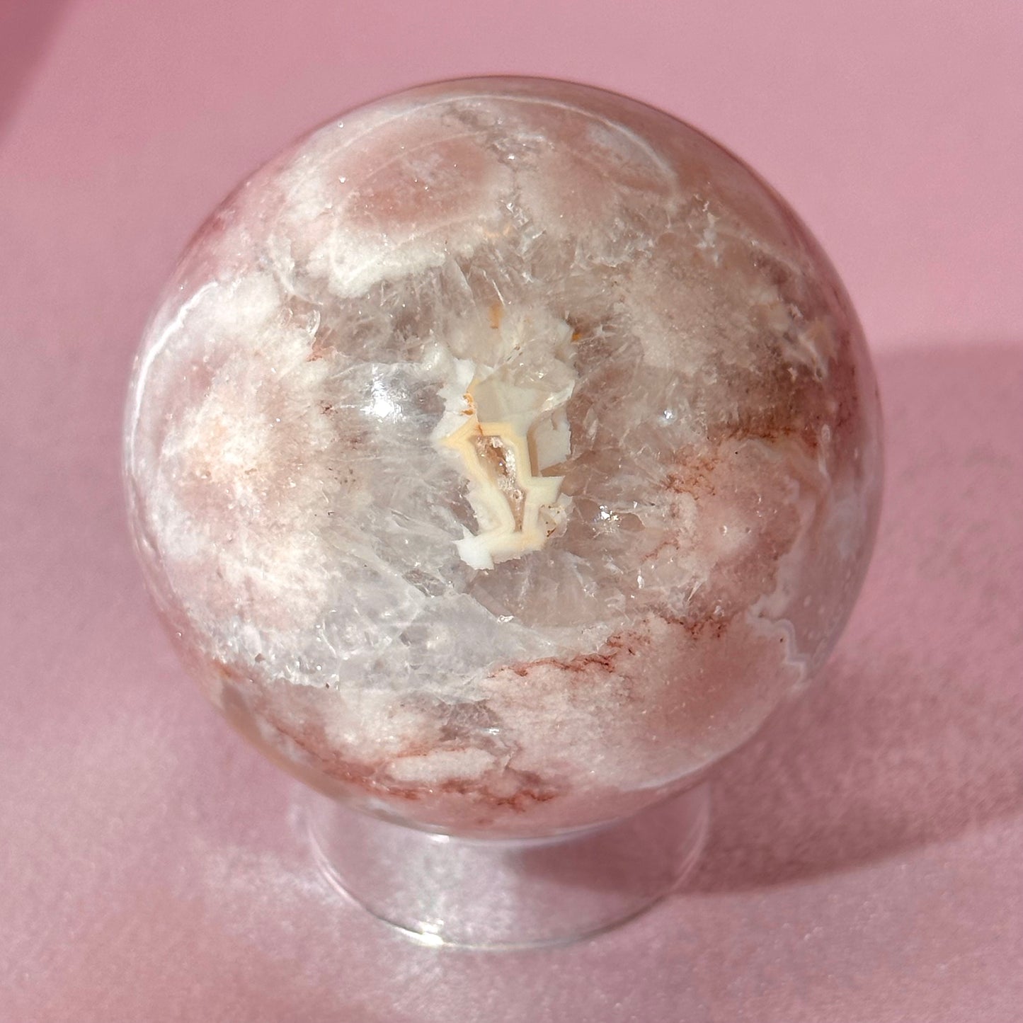 Pink amethyst flower agate sphere (K)