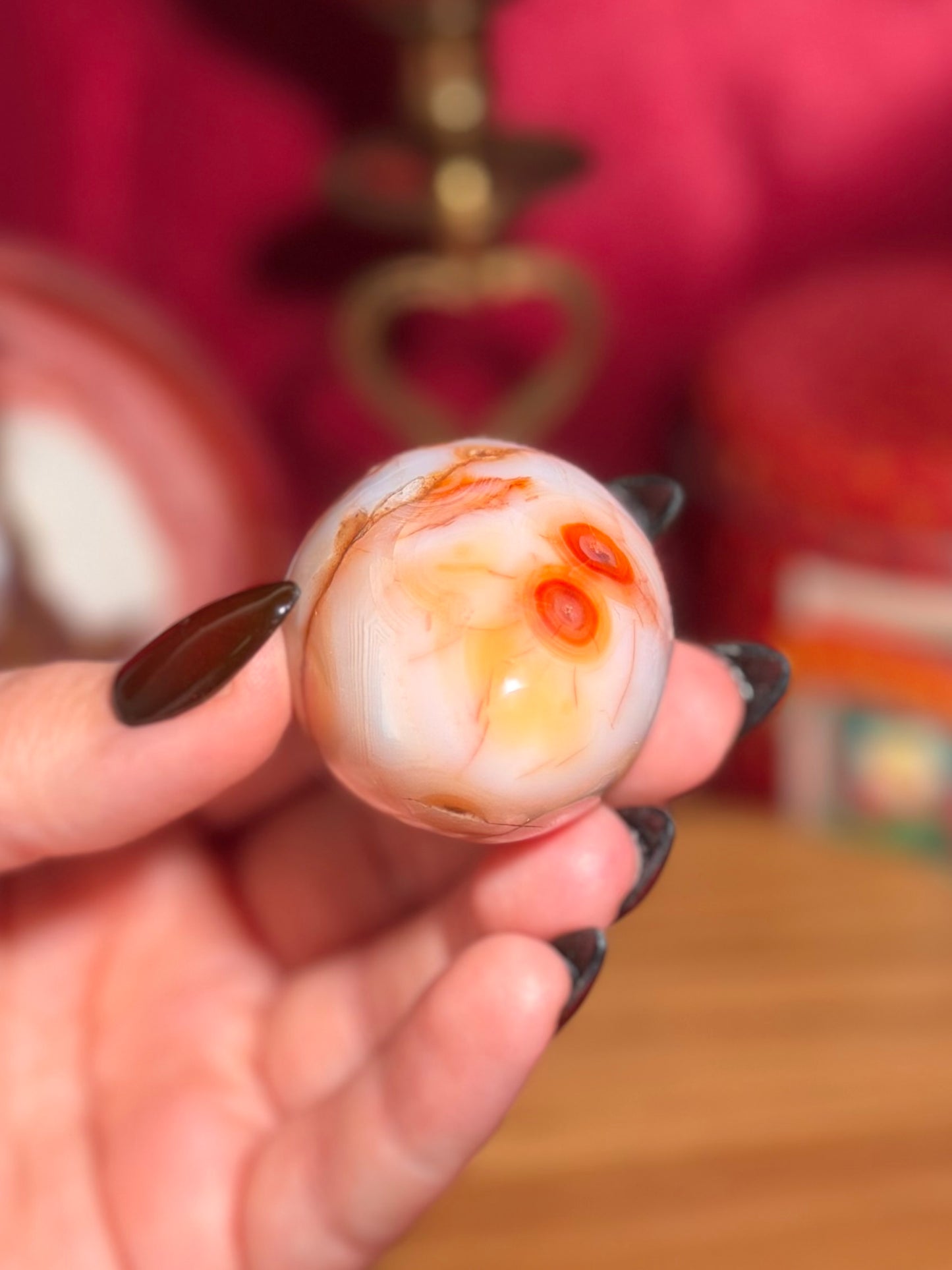 Pastel cool toned carnelian egg with funky banding
