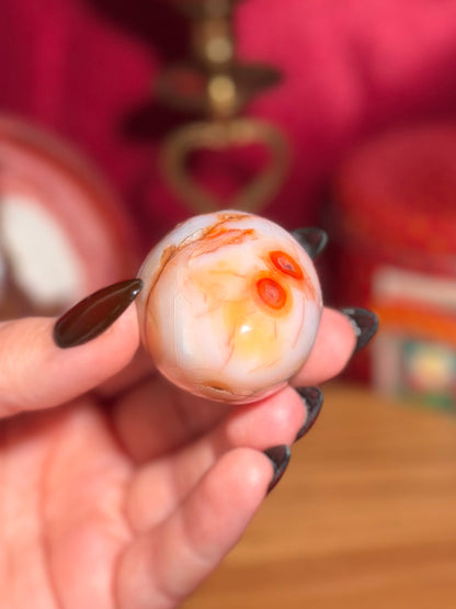 Pastel cool toned carnelian egg with funky banding