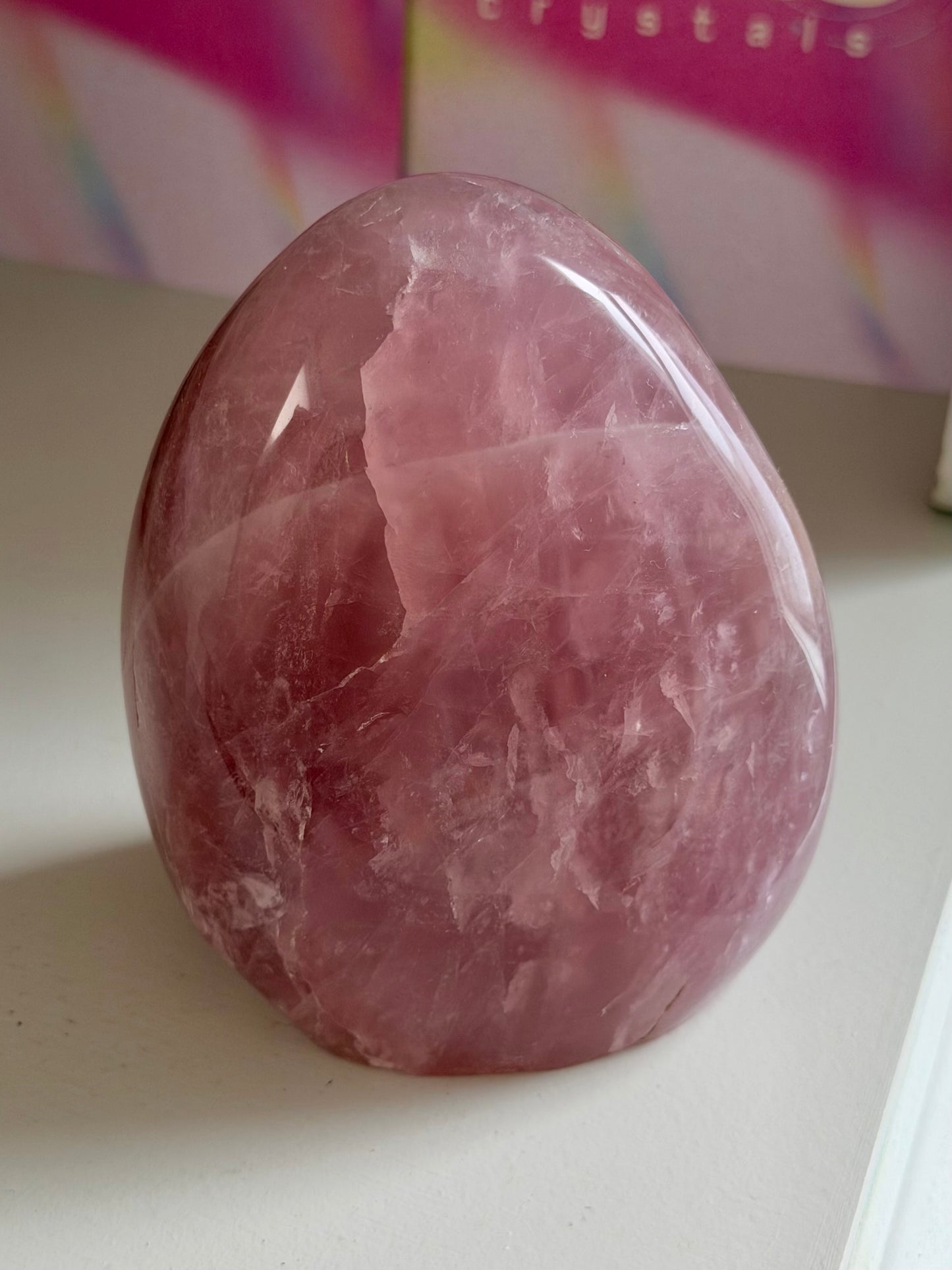 “Guava” pink rose quartz freeform