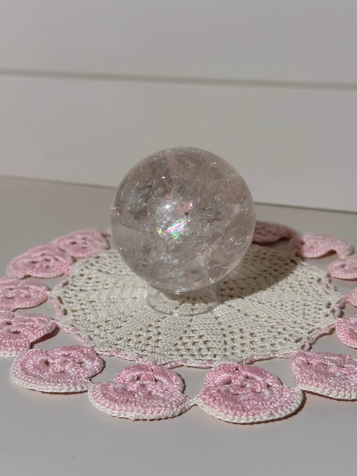 HQ rainbow clear quartz sphere