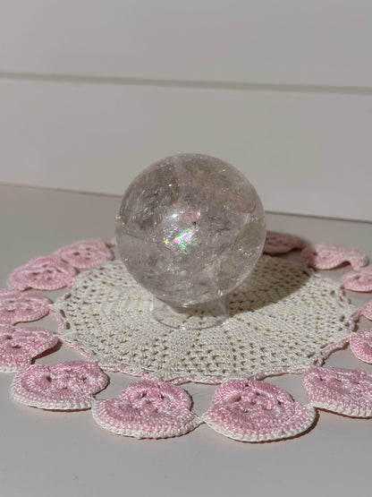 HQ rainbow clear quartz sphere