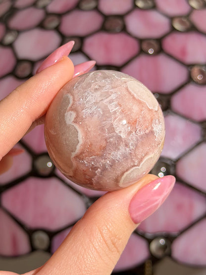 Pink amethyst x flower agate sphere