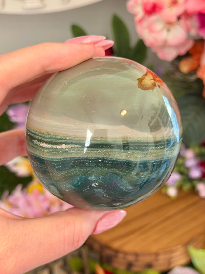 Fairy green polychrome jasper sphere *imperfect