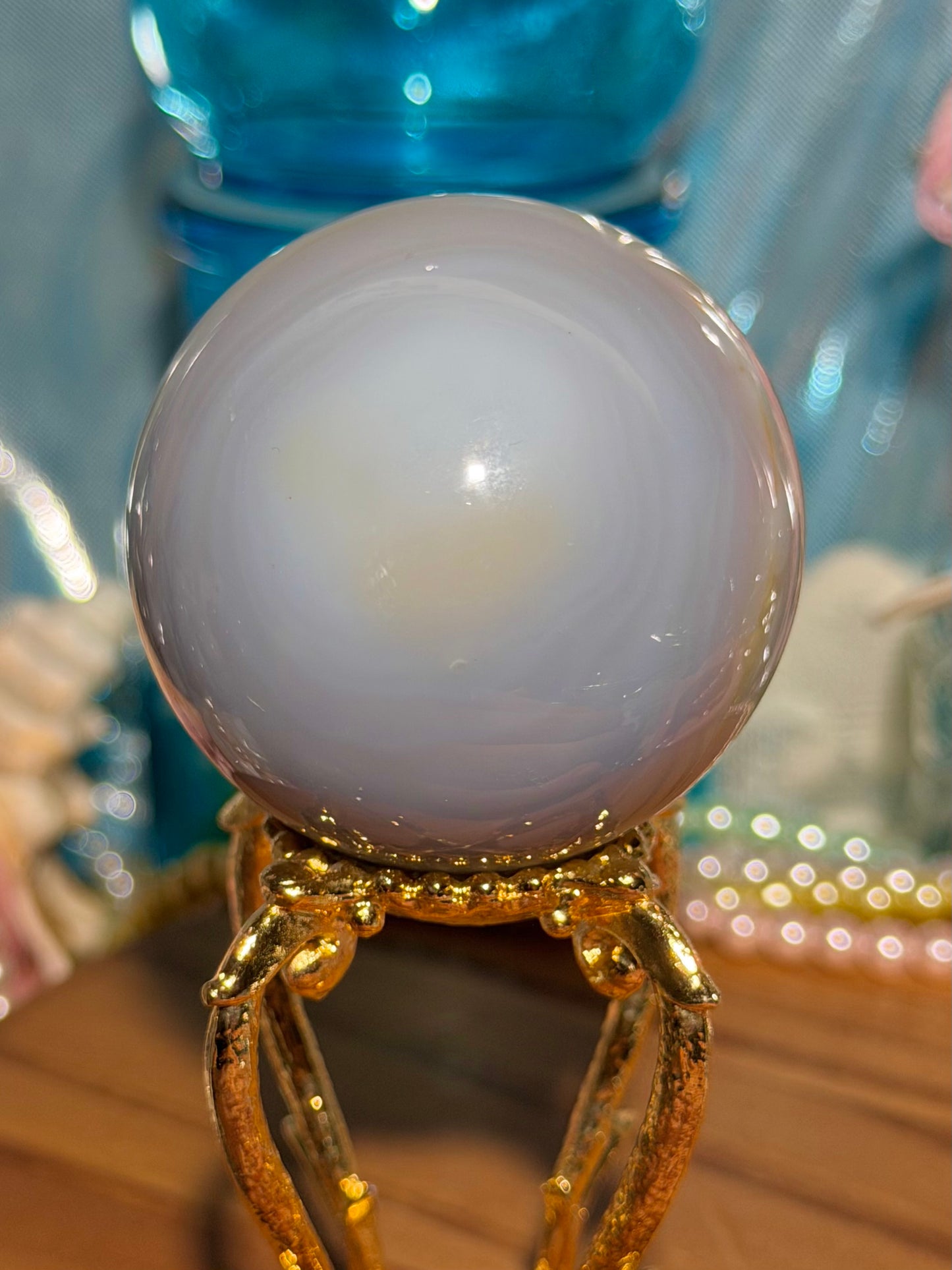 Blue agate sphere from Madagascar 25A