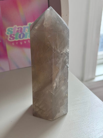 Blue rose quartz tower
