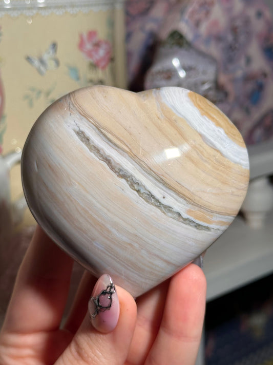 Beachy neutral sea jasper heart