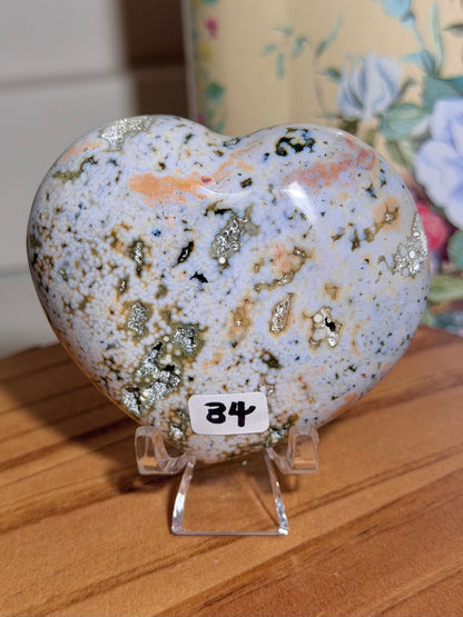 Pastel veinless Ocean Jasper heart