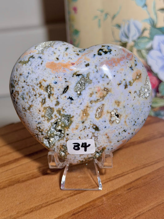 Pastel veinless Ocean Jasper heart