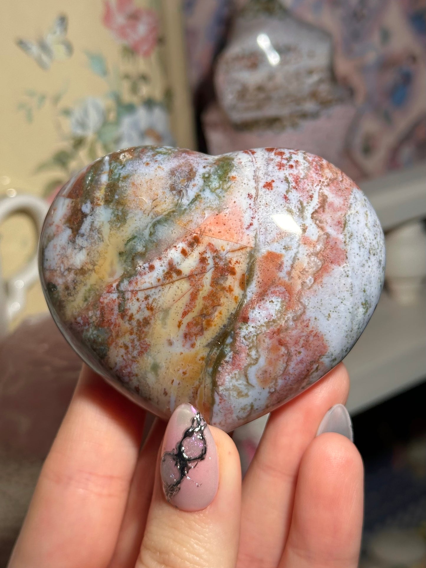 Rainbow sea jasper heart