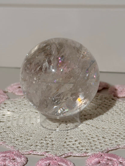 HQ rainbow clear quartz sphere