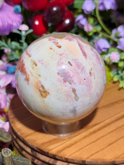 Pink sea jasper sphere