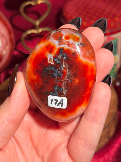 Red & pink carnelian palmstone with orca inclusions 17A