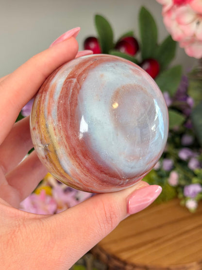 Multicolored pastel sea jasper sphere