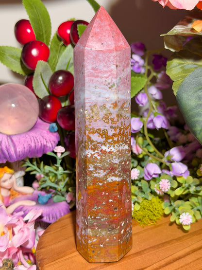 Strawberry pink orby sea jasper tower