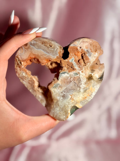 Brazilian Pink Amethyst Heart On Stand