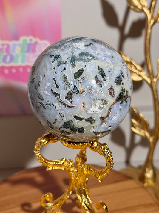 Blue cosmic sea jasper sphere