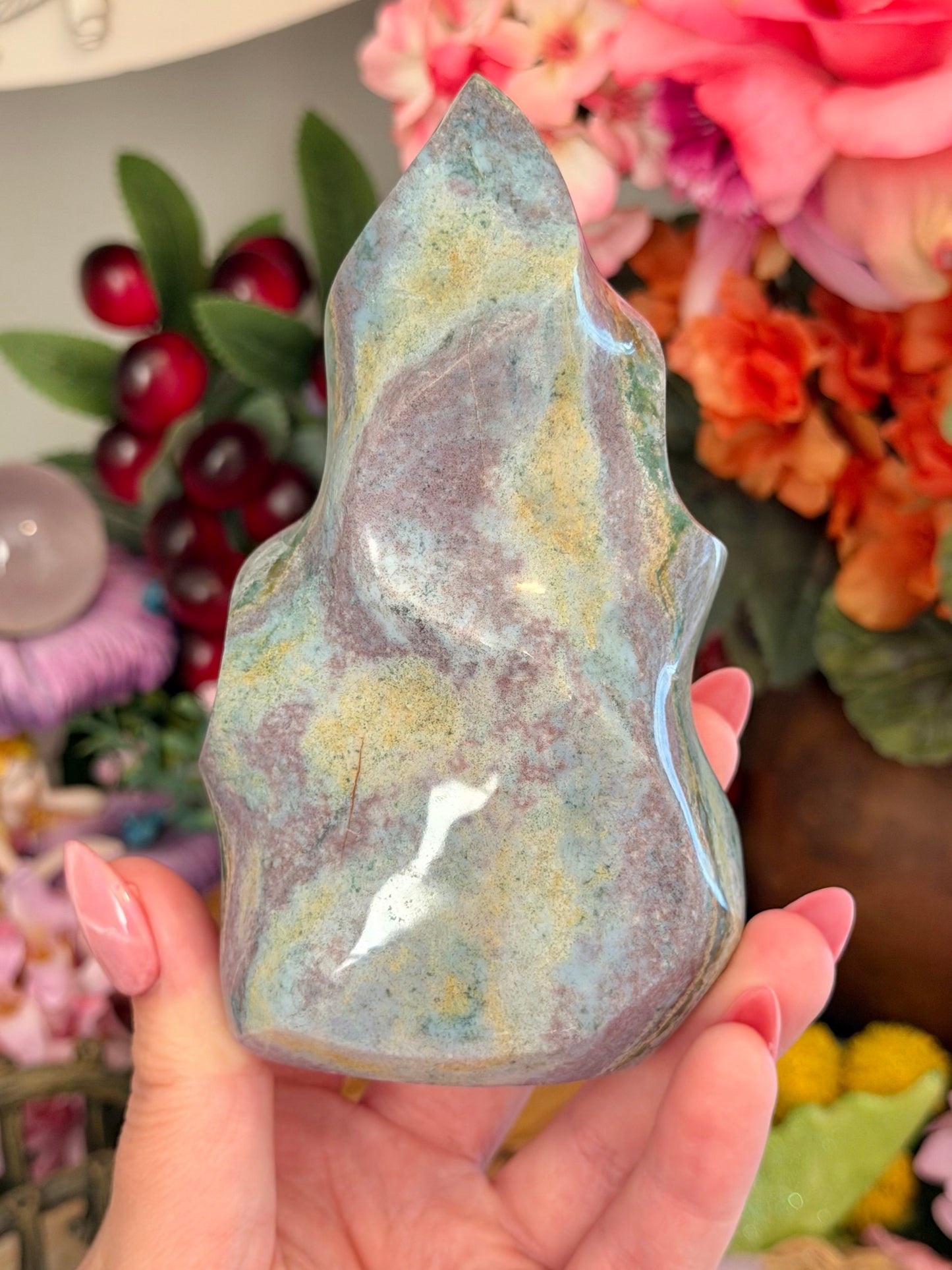 "Starry Night" pastel sea jasper flame