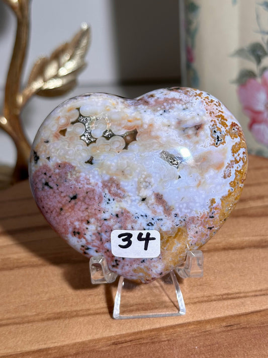 Rainbow Veinless Ocean jasper heart