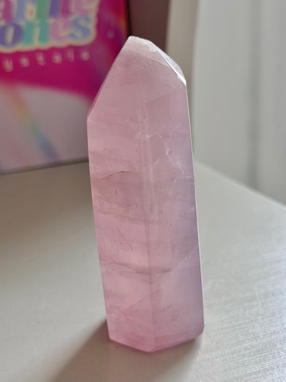 Purple toned rose quartz tower