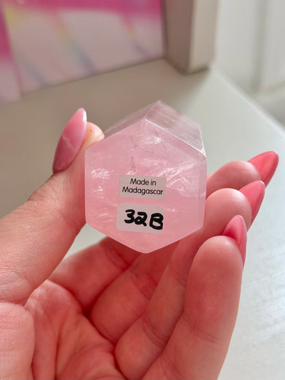 Baby pink rose quartz tower