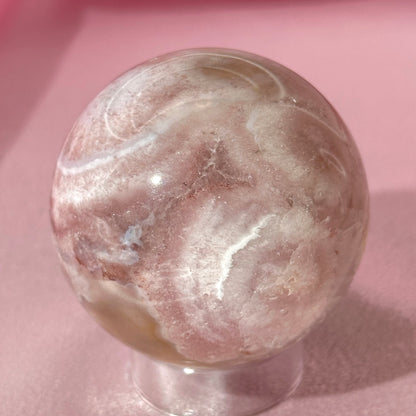 Pink amethyst flower agate sphere (K)