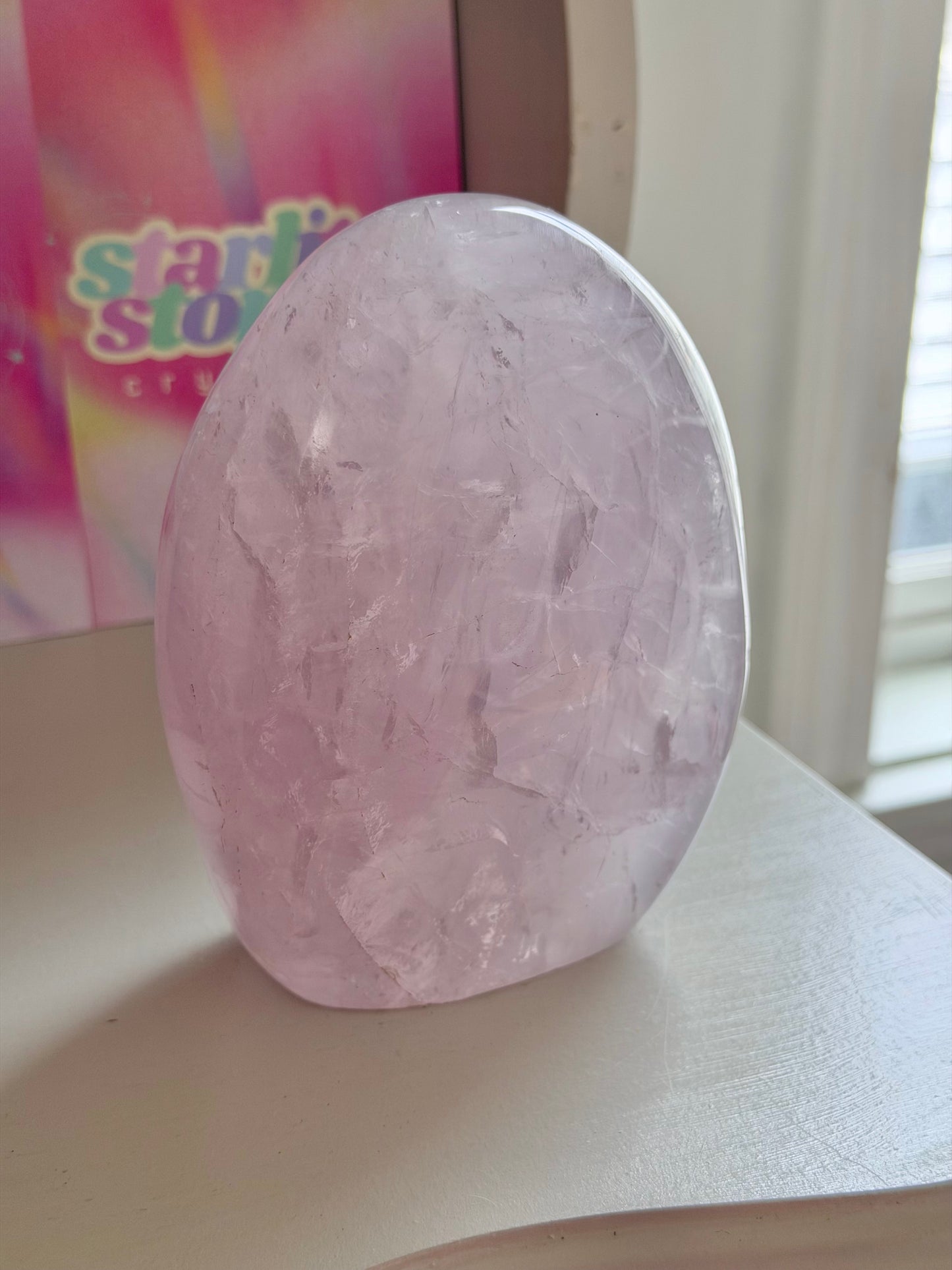 Pale purple rose quartz freeform
