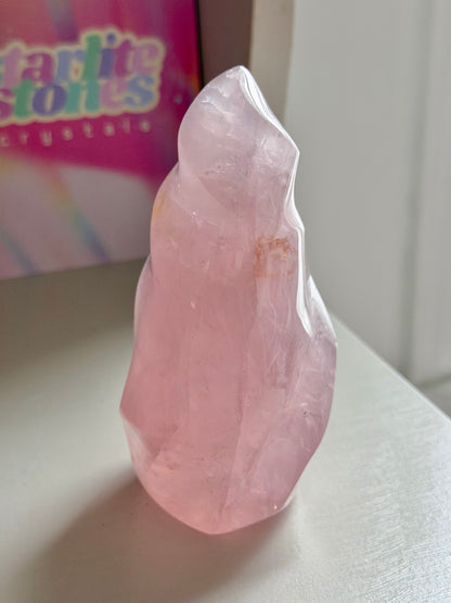 Gemmy star rose quartz flame