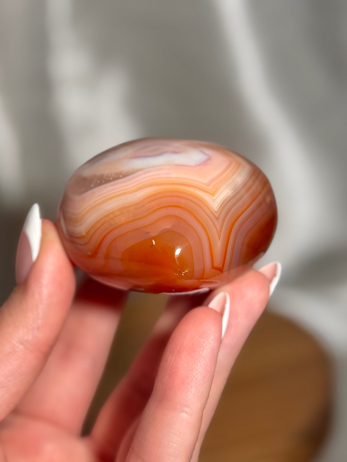 Pink banded carnelian heart