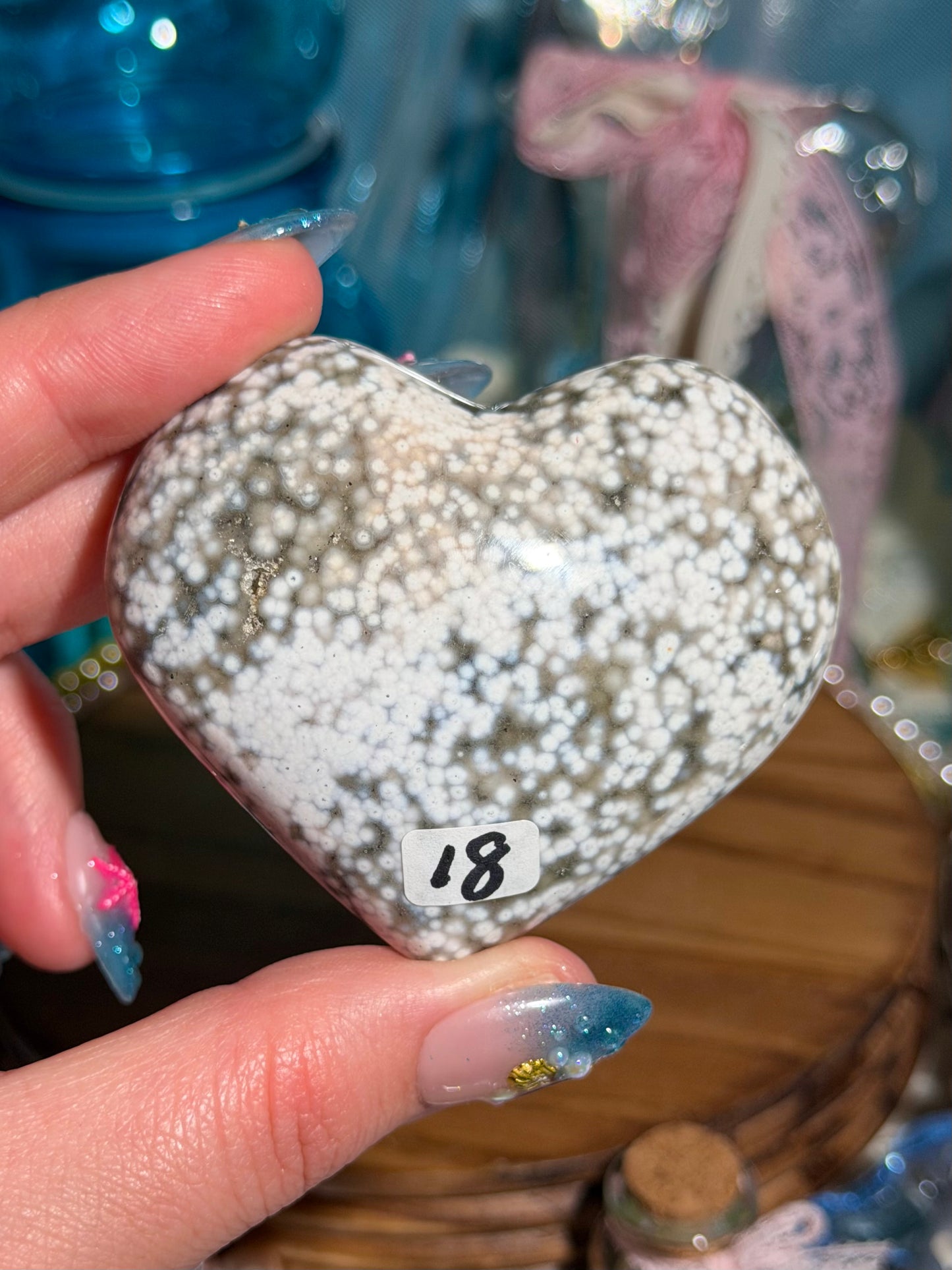 Pastel periwinkle orby sea jasper heart