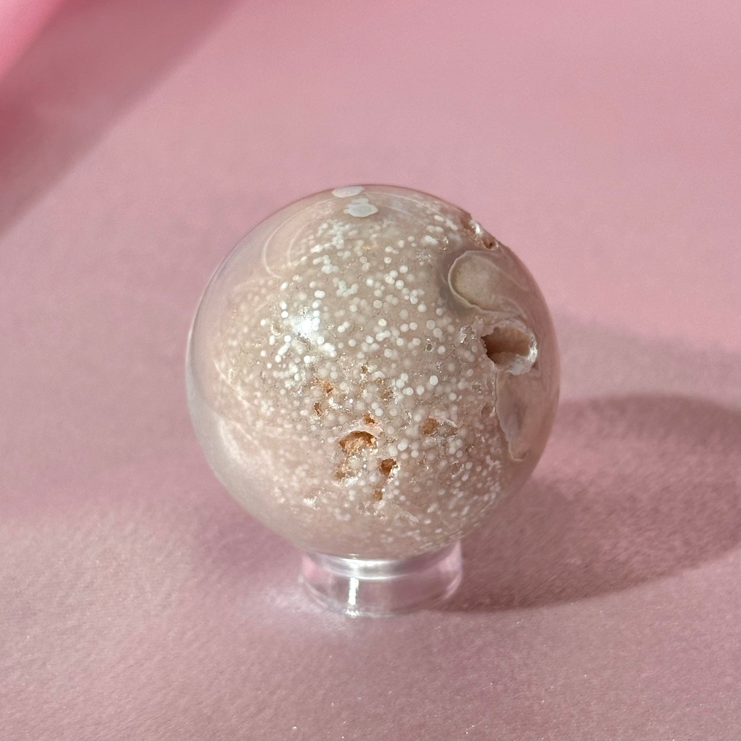 Pink amethyst flower agate sphere (P)