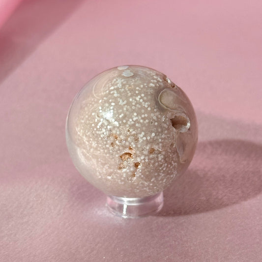 Pink amethyst flower agate sphere (P)